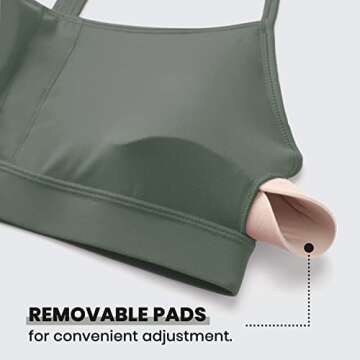 CRZ YOGA Butterluxe Womens Y Back Sports Bra - Padded Racerback Low Impact Spaghetti Thin Strap Workout Yoga Top Grey Sage Small