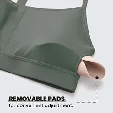 CRZ YOGA Butterluxe Womens Y Back Sports Bra - Padded Racerback Low Impact Spaghetti Thin Strap Workout Yoga Top Grey Sage Small