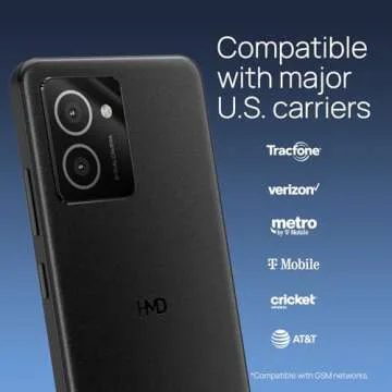 HMD Vibe | Verizon, T-Mobile, AT&T | Unlocked Smartphone | Android 14 | 2 Day Battery | 6.56" 90Hz HD+ Display | 6GB/128GB | 13MP Dual Camera | US Version | Charcoal