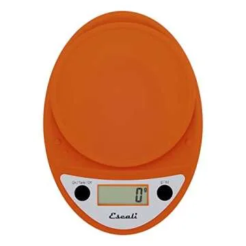 Escali Primo Digital Food Scale Multi-Functional Kitchen Scale and Baking Scale for Precise Weight Measuring and Portion Control, 8.5 x 6 x 1.5 inches, Pumpkin Orange