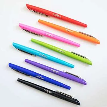 WallDeca Felt Tip Pens, Fine Point Color Pens (0.5mm), Colorful Journal Pens, Planner Pens, Made for Everyday Writing, Journals, Notes and Doodling, for Teachers, Students (8-Pack)