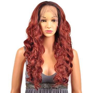 Sensationnel What lace 13x6 Wigs - darlene lacefrontal hand tied glueless synthetic with natural density preplucked hairline (1B OFFBLACK)