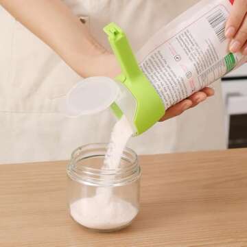 YVEY Food Clip Set with Pour Spout, 4PCS Chip Bag Clips, Durable Plastic Clips for Food Storage, Bag Clips with Pour Spout, Seal and Pour Bag Clip for Food with Spout for Food Snacks