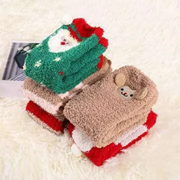 Century Star Womens Socks Fuzzy Socks Soft Fluffy Socks Winter Gifts Socks Sports Outdoor Sock Athletic Socks For Christmas 5 Pairs Christmas