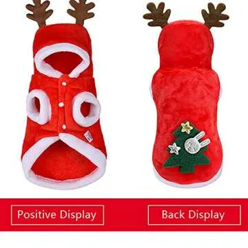 SmileyUS Santa Elk Dog Costume Christmas Pet Hoodie Coat Clothes Dog Pet Clothing Winter Autumn Fit for Puppy Dog Teddy Chihuahua Yorkshire Poodle Maltese Puppy Pug (M)