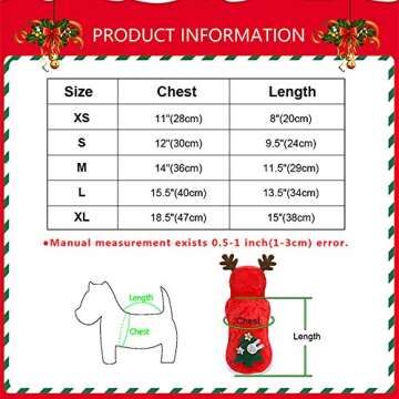 SmileyUS Santa Elk Dog Costume Christmas Pet Hoodie Coat Clothes Dog Pet Clothing Winter Autumn Fit for Puppy Dog Teddy Chihuahua Yorkshire Poodle Maltese Puppy Pug (M)