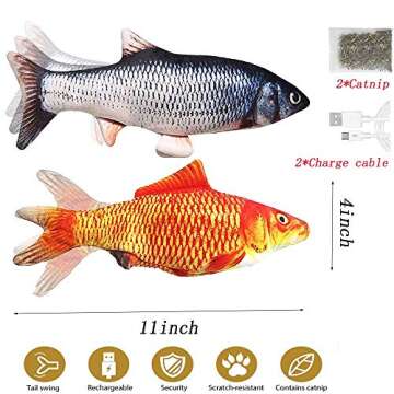 2 Pack Flopping Fish Cat Toy,Electric Moving Fish Toys for Indoor Cats,Realistic Plush Simulation Da...