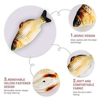 2 Pack Flopping Fish Cat Toy,Electric Moving Fish Toys for Indoor Cats,Realistic Plush Simulation Dancing Wagging Fish Cat Toy Catnip Kicker Bite Toys, Motion Kitten Toy, Interactive chew cat toys