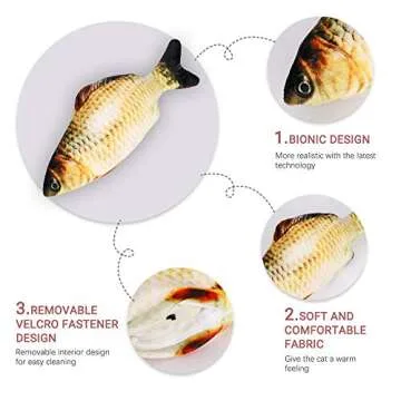 2 Pack Flopping Fish Cat Toy,Electric Moving Fish Toys for Indoor Cats,Realistic Plush Simulation Dancing Wagging Fish Cat Toy Catnip Kicker Bite Toys, Motion Kitten Toy, Interactive chew cat toys