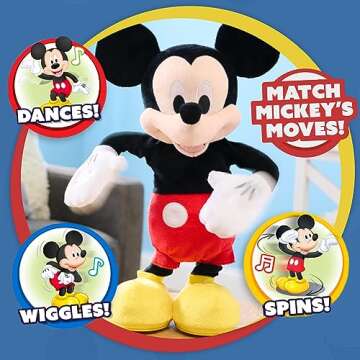 Disney Junior Mickey Mouse Hot Diggity Dance Mickey Feature Plush, Motion, Sounds, and Games, Offici...