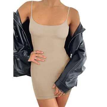 Chic REORIA Women's Ribbed Bodycon Summer Mini Dress