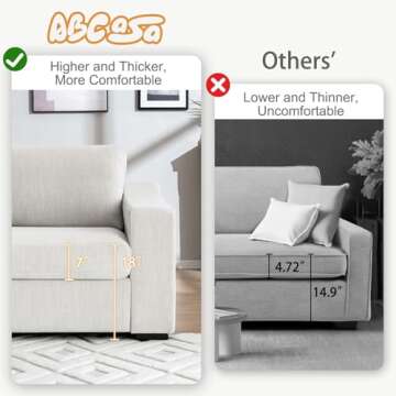 ABCASA 112" L Shaped Sectional Sofa with Detachable Sofa Cover, Reversible Sectional Modular Couch for Living Room, Linen Fabric Corner Couch with 7 Seats, Ivory