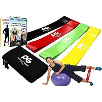 Skin-Friendly Non Latex Resistance Loop Bands Set - Best Home Fitness Exercise Bands for Legs, Worko...