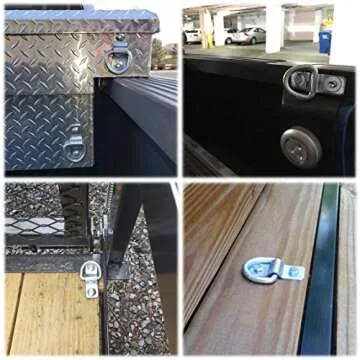 LE KAPMOZ 3/8” Heavy Duty D Rings Tie Down Anchors Hooks for Trailer Truck Bed Pickup RV Camper ATV Boat Kayak Motor Bike Floor Wall Surface Mount Bracket Enclosed Points (4 Pack)