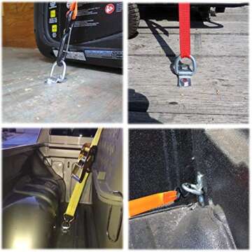 LE KAPMOZ 3/8” Heavy Duty D Rings Tie Down Anchors Hooks for Trailer Truck Bed Pickup RV Camper ATV Boat Kayak Motor Bike Floor Wall Surface Mount Bracket Enclosed Points (4 Pack)