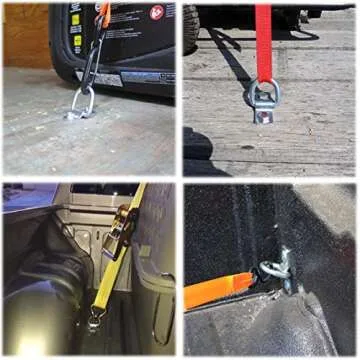 LE KAPMOZ 3/8” Heavy Duty D Rings Tie Down Anchors Hooks for Trailer Truck Bed Pickup RV Camper ATV Boat Kayak Motor Bike Floor Wall Surface Mount Bracket Enclosed Points (4 Pack)