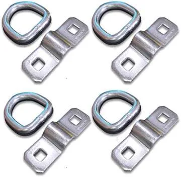 LE KAPMOZ 3/8” Heavy Duty D Rings Tie Down Anchors Hooks for Trailer Truck Bed Pickup RV Camper ATV Boat Kayak Motor Bike Floor Wall Surface Mount Bracket Enclosed Points (4 Pack)