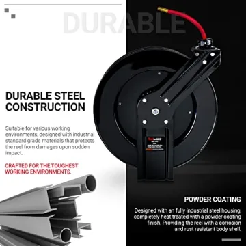 Durable ReelWorks Air Hose Reel 3/8" x 80' for Efficient Use