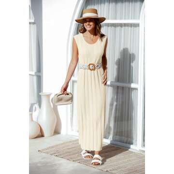 Fisoew Women's Sleeveless Maxi Dress - Chic & Comfy