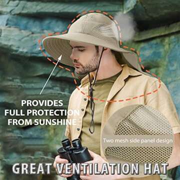 Neck Flap Sun Hat with Wide Brim, UPF 50+ Hiking Safari Fishing hat for Women Men, Sun Protection Hat for Summer Adventures
