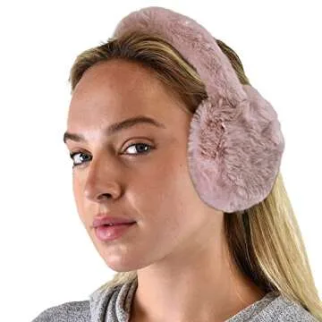 C.C Soft Winter Warm Adjustable Headband Ear Warmer Earmuffs, Furry Rose