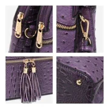 Dasein Women Tassel Zipper Pocket Crossbody Bag Shoulder Purse Fashion Travel Bag with Multi Pockets(Ostrich Purple)