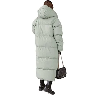 Shop Shanfetl Women's Long Quilted Coat for Winter