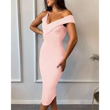 UONBOX Women's Cut Out One Shoulder Sleeveless Split Club Party Fashion Bandage Dress (S, Apricot)