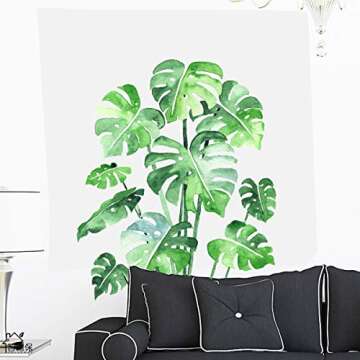 Monstera Leaf Tropical Plants Peel and Stick Wall Stickers for DIY Home Decor