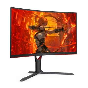 AOC GAMING CQ27G3S Frameless Curved Gaming Monitor, QHD 2K 2560x1440, 1000R VA, 165Hz 1ms, FreeSync Premium ,Black