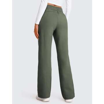 CRZ YOGA Cotton Fleece Lined Sweatpants Women 30" Straight Leg Casual Lounge Sweat Pants for Women L...