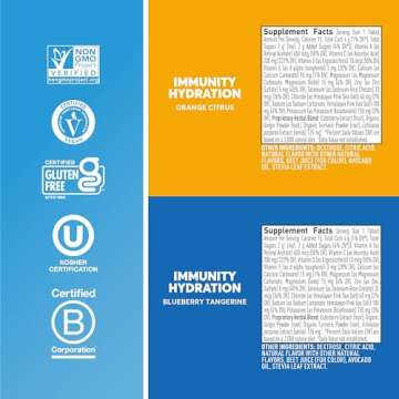 Nuun Hydration Immunity Electrolyte Tablets With 200mg Vitamin C, Blueberry Tangerine + Orange Citrus Flavors, 5 Essential Electrolytes for Hydration, Vegan, Non-GMO, 4 Pack (40 Servings)