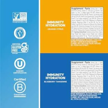 Nuun Hydration Immunity Electrolyte Tablets With 200mg Vitamin C, Blueberry Tangerine + Orange Citrus Flavors, 5 Essential Electrolytes for Hydration, Vegan, Non-GMO, 4 Pack (40 Servings)