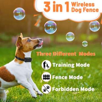 PETHEY Wireless Fence For Dogs, Dog Training, Forbidden Zone, 3-in-1 Precise Radar Wireless Fence Sy...