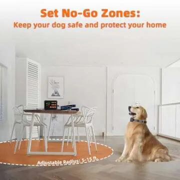 PETHEY Wireless Fence For Dogs, Dog Training, Forbidden Zone, 3-in-1 Precise Radar Wireless Fence System Up to 1 Acre, Real-Time Distance Monitoring, Indoors & Outdoors, Medium to Large Dogs 20-110lbs