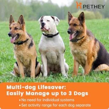 PETHEY Wireless Fence For Dogs, Dog Training, Forbidden Zone, 3-in-1 Precise Radar Wireless Fence System Up to 1 Acre, Real-Time Distance Monitoring, Indoors & Outdoors, Medium to Large Dogs 20-110lbs