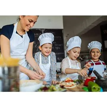 ESHATO Kids Chef Hat, Poly-Cotton Kitchen Cooking Cap for Aged 6-12 White
