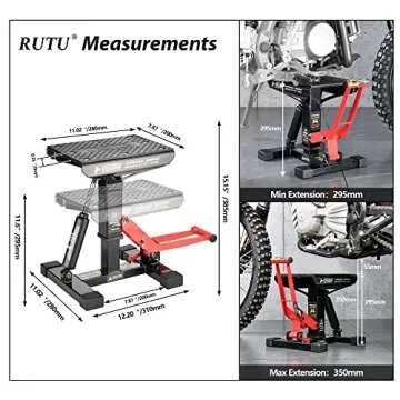 RUTU Hydraulic Motorcycle Lift Stand - Heavy-Duty 1000Lbs