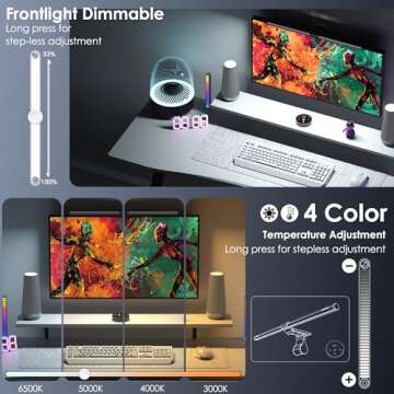 Quntis RGB Pro+ Monitor Light Bar - Eye-Care Design & Remote