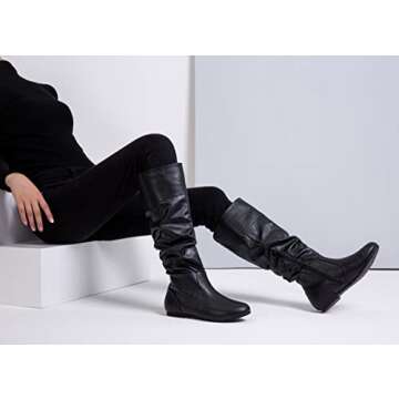Jeossy Women's 9601 Knee High Boots: Chic Slouch Design with Inside Zipper