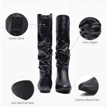 Jeossy Women's 9601 Knee High Slouch Boots - Stylish Comfort