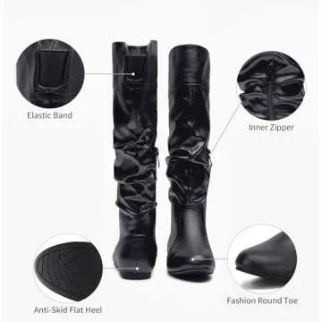 Jeossy Women's 9601 Knee High Slouch Boots - Stylish Comfort