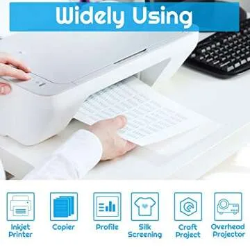 Inkjet Transparency Paper Sheets, Anezus 50 Pack Printable Transparent Film Quick Dry Clear 8.5 x 11 Inches Transparencies Clear Paper for Inkjet Printer Screen Print