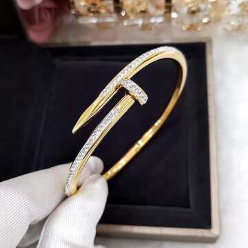 Nail Bracelets: Adjustable Cuff Bangles in Silver, Gold & Rose Gold