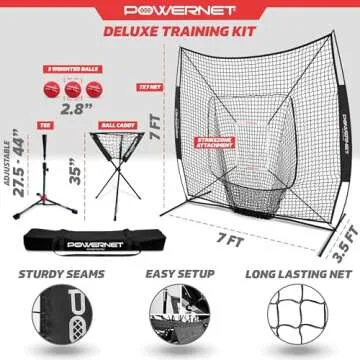 PowerNet Practice Net 7x7 Baseball Training Kit with Accessories