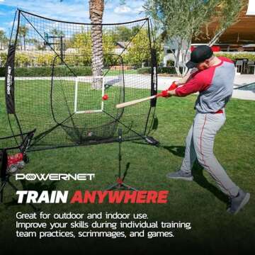 PowerNet Baseball Softball Practice Net 7x7 with Baseball Accessories for Practice Pitching & Batting, Ball Caddy, Weighted Baseballs, Tee (Ultimate Training Kit, Black)