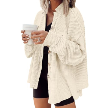 AUTOMET Womens Winter Clothes Fall Fashion Outfits 2025 Waffle Knit Clothing Oversized Button Down S...