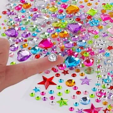 Gem Stickers, 3005 Pcs Rhinestone Stickers, Jewel Stickers Self Adhesive, Bling Acrylic Gems for Crafts, Stick on Gems & Pearls for Makeup, DIY, Eye, Nail, Muti Colors, Shapes, Sizes