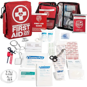 Swiss Safe 2-in-1 First Aid Kit for Car, Travel & Home, Businesses - Bonus Mini Kit for Medical Emer...