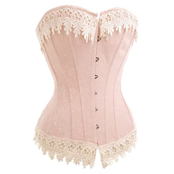 Alivila.Y Fashion Womens Sexy Vintage 1920s Renaissance Lace Trim Corset Bustier 2606-Pink-M